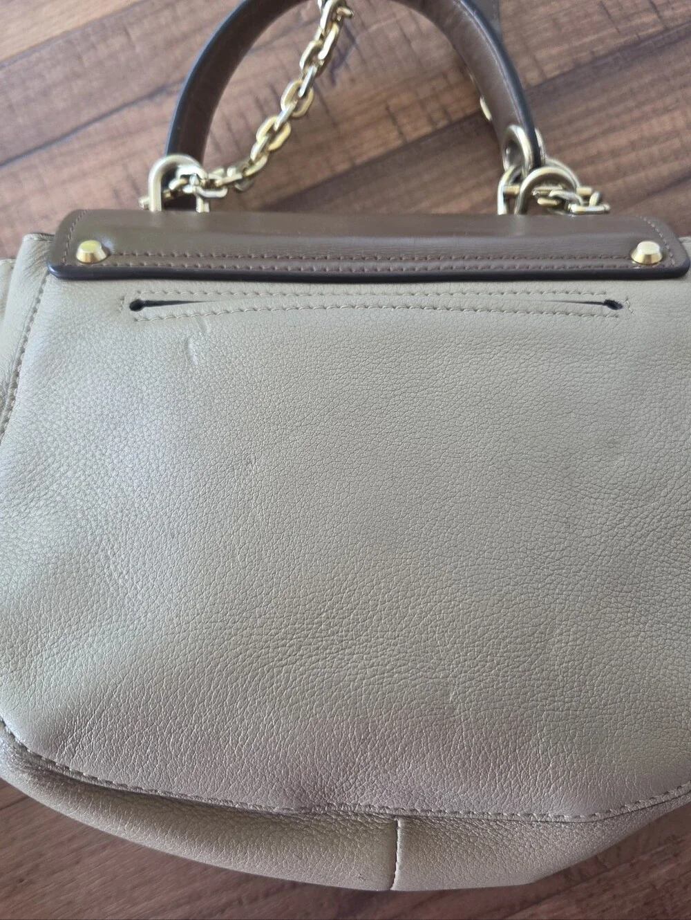 Michael Kors Women’s Two-Tone Brown Leather Top-Handle Bag with Gold Hardware